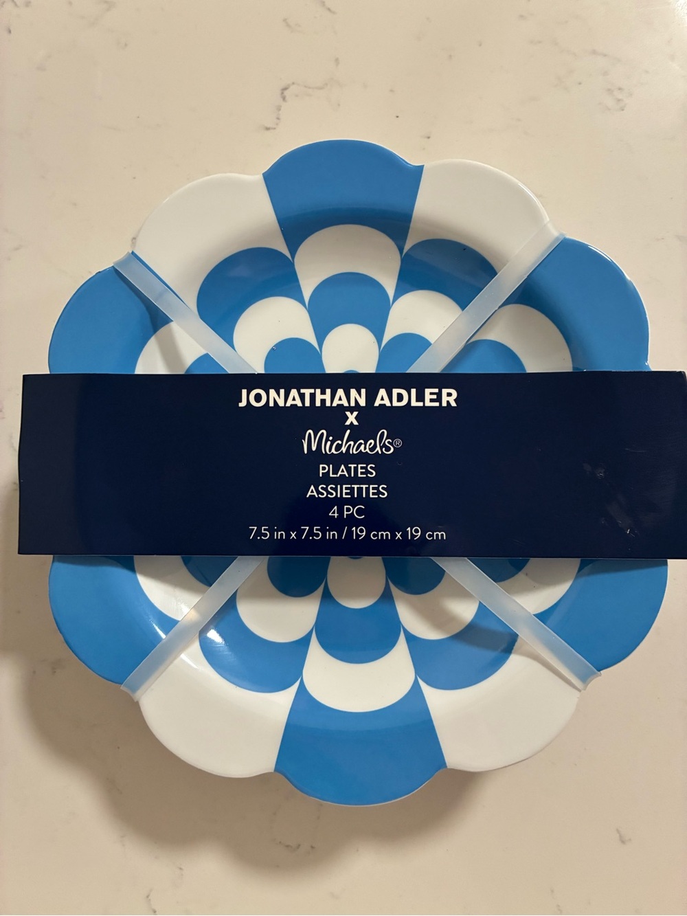 Jonathan Adler Blue & White Scallop Melamine Plates - Set of 4